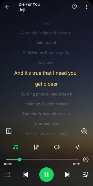 7. Music Player for Android by Leopard V7 - adding lyrics