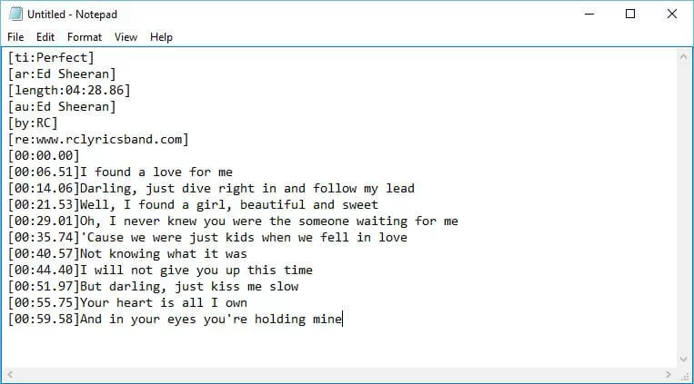 simple lyrics file